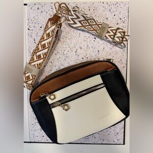 Black and White Crossbody Bag with Dual Strap Options (New)